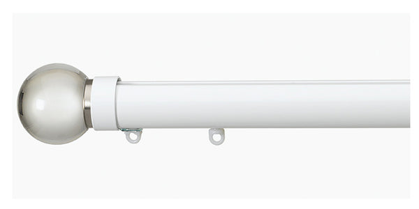 Silent Gliss Metropole 30mm White Hand Drawn Track Fused Clear Glass Ball Finial