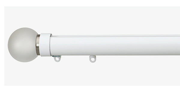 Silent Gliss Metropole 30mm White Hand Drawn Track Fused Frosted Glass Ball Finial