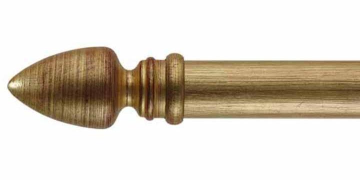 Byron & Byron 33mm Classic Wood Curtain Pole Gilt Red Distressed Athena Finial - Curtain Poles Emporium