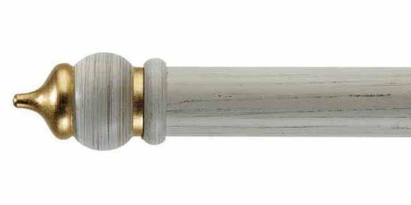 Byron & Byron 33mm Classic Wood French Ivory Scratched Detail Curtain Pole Byzantium Finial - Curtain Poles Emporium