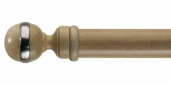 Byron & Byron 43mm Classic Pale Ash Detailed Curtain Pole Globe Finial - Curtain Poles Emporium