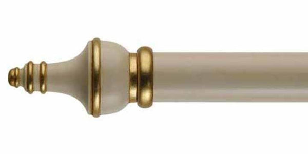 Byron & Byron 43mm Classic Wood Antique Cream Detailed Curtain Pole Paestum Finial - Curtain Poles Emporium