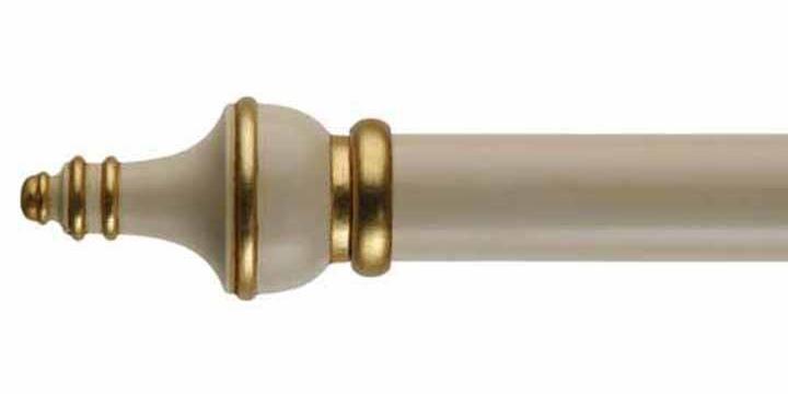 Byron & Byron 43mm Classic Wood Antique Cream Detailed Curtain Pole Paestum Finial - Curtain Poles Emporium