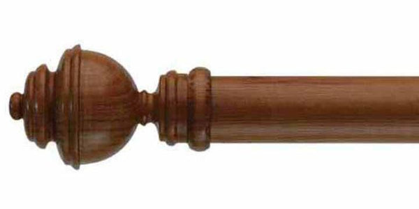 Byron & Byron 43mm Classic Wood Antique Pine Curtain Pole Aercolaneum Finial - Curtain Poles Emporium