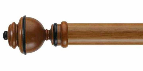 Byron & Byron 43mm Classic Wood Banded Cherrywood Curtain Pole Aercolaneum Finial - Curtain Poles Emporium