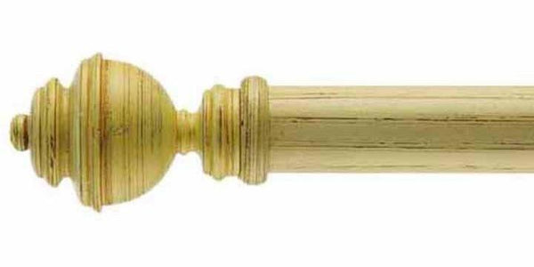 Byron & Byron 43mm Classic Wood Buttermilk Curtain Pole Aercolaneum Finial - Curtain Poles Emporium