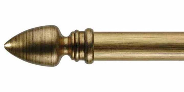 Byron & Byron 43mm Classic Wood Curtain Pole Gilt Black Distressed Athena Finial - Curtain Poles Emporium