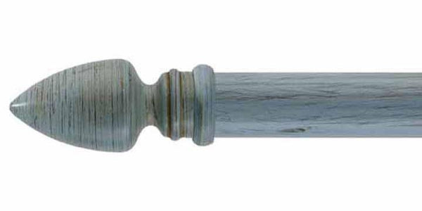 Byron & Byron 43mm Classic Wood Curtain Pole Powder Blue Scratched Athena Finial - Curtain Poles Emporium