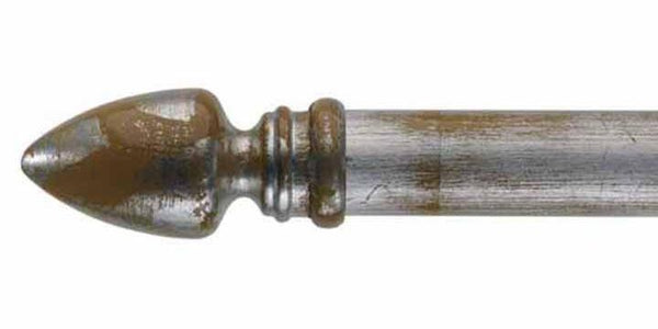 Byron & Byron 43mm Classic Wood Curtain Pole Sand Silver Metro Athena Finial - Curtain Poles Emporium