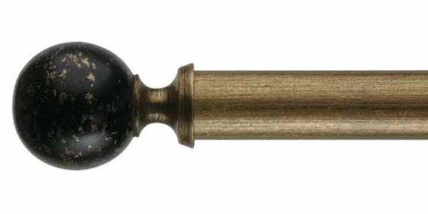 Byron & Byron 43mm Classic Wood Florentine Black Curtain Pole Modern Ball Finial - Curtain Poles Emporium