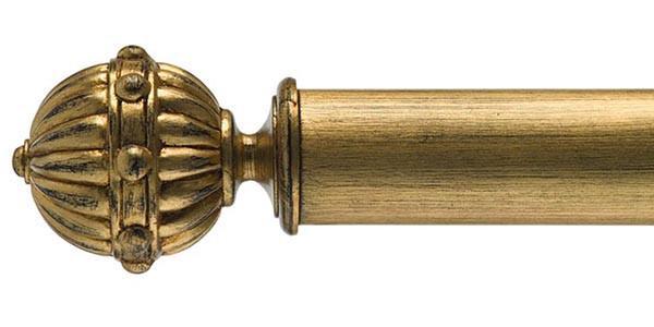 Byron & Byron Black Distressed Gilt 55mm Curtain Pole Hampton Finial - Curtain Poles Emporium