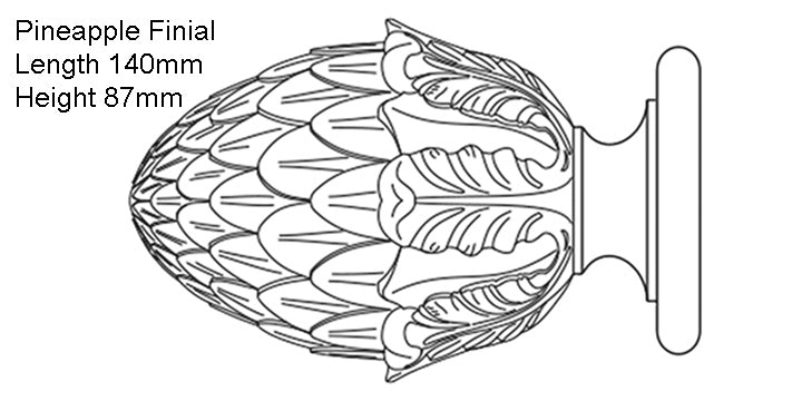 Opus Studio Painted Solid Colour Ebony 48mm Wooden Curtain Pole Pineapple Finial