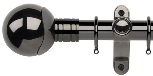 Galleria Metals 35mm Black Nickel Curtain Pole Orb Finial - Curtain Poles Emporium