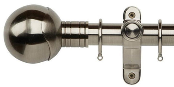 Galleria Metals 35mm Brushed Silver Curtain Pole Orb Finial - Curtain Poles Emporium