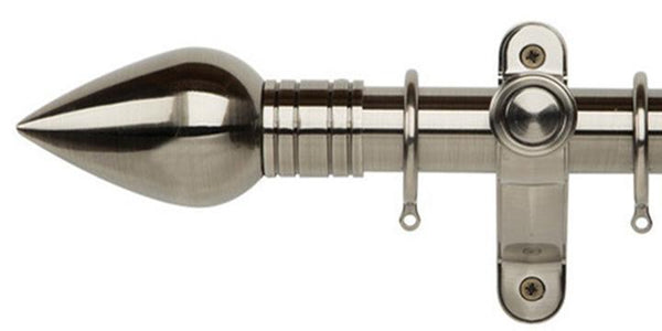 Galleria Metals 35mm Brushed Silver Curtain Pole Teardrop Finial - Curtain Poles Emporium