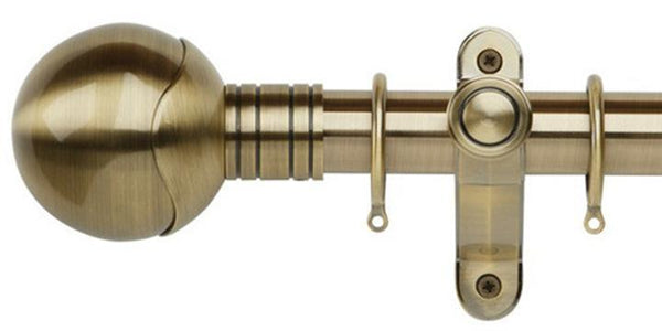 Galleria Metals 35mm Burnished Brass Curtain Pole Orb Finial - Curtain Poles Emporium
