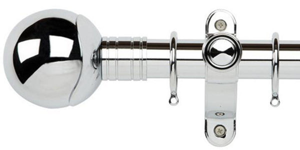 Galleria Metals 35mm Chrome Curtain Pole Orb Finial - Curtain Poles Emporium