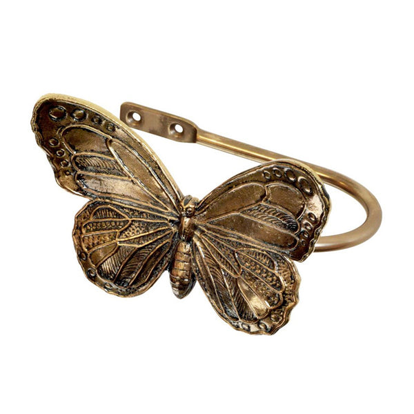 Jones Interiors Ecuador Butterfly Antique Brass Curtain Holdback