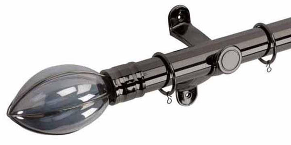 Hallis G2 Galleria 50mm Black Nickel Pole with Smoked Pumpkin Finial - Curtain Poles Emporium