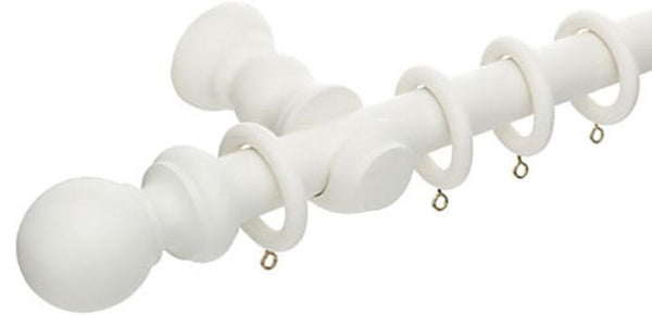 Hallis Honister 28mm Linen White Wooden Curtain Pole - Curtain Poles Emporium