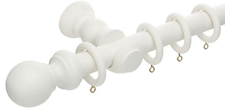 Hallis Honister 28mm Linen White Wooden Curtain Pole - Curtain Poles Emporium