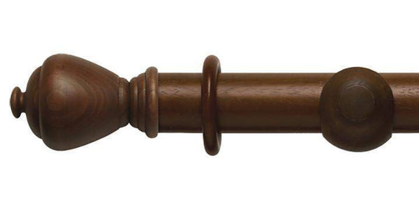 Hallis Modern Country 45mm Dark Oak Curtain Pole Sugar Pot Finial - Curtain Poles Emporium