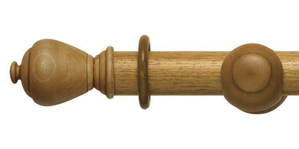 Hallis Modern Country 45mm Light Oak Curtain Pole Sugar Pot Finial - Curtain Poles Emporium