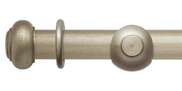 Hallis Modern Country 45mm Satin Silver Curtain Pole Button Finial - Curtain Poles Emporium
