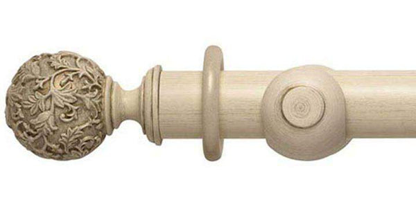 Hallis Modern Country 55mm Brushed Cream Pole Floral Ball finial - Curtain Poles Emporium