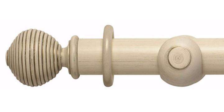 Hallis Modern Country 55mm Brushed Cream Pole Ribbed Ball finial - Curtain Poles Emporium