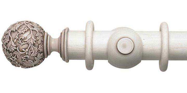 Hallis Modern Country 55mm Brushed Ivory Pole Floral Ball finial - Curtain Poles Emporium