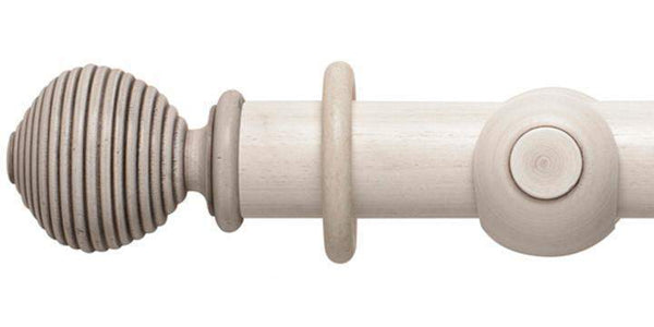 Hallis Modern Country 55mm Brushed Ivory Pole Ribbed Ball finial - Curtain Poles Emporium