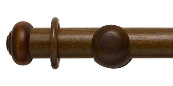 Hallis Modern Country 55mm Dark Oak Pole Button finial - Curtain Poles Emporium