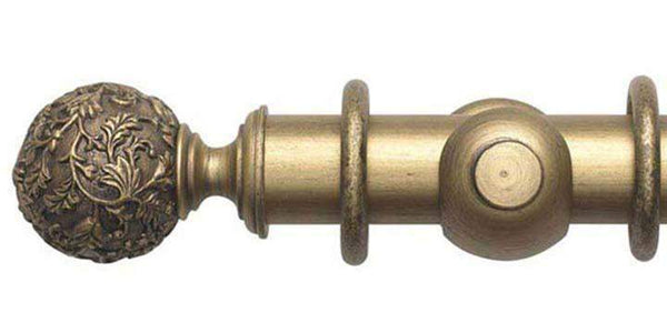 Hallis Modern Country 55mm Gold Black Pole Floral Ball finial - Curtain Poles Emporium