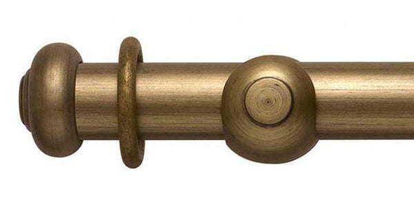 Hallis Modern Country 55mm Gold on Black Pole Button finial - Curtain Poles Emporium