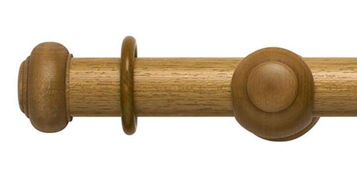Hallis Modern Country 55mm Light Oak Pole Button finial - Curtain Poles Emporium