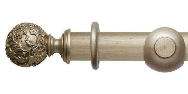 Hallis Modern Country 55mm Satin Silver Pole Floral Ball finial - Curtain Poles Emporium