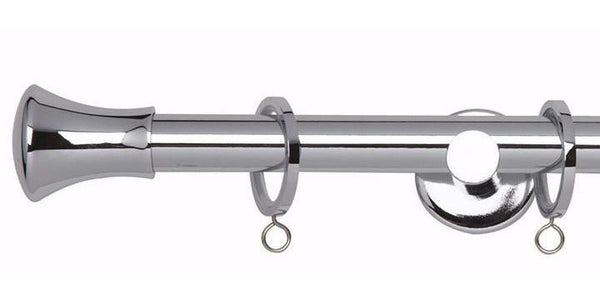 Hallis Neo Original 19mm Chrome Curtain Pole Trumpet Finial - Curtain Poles Emporium