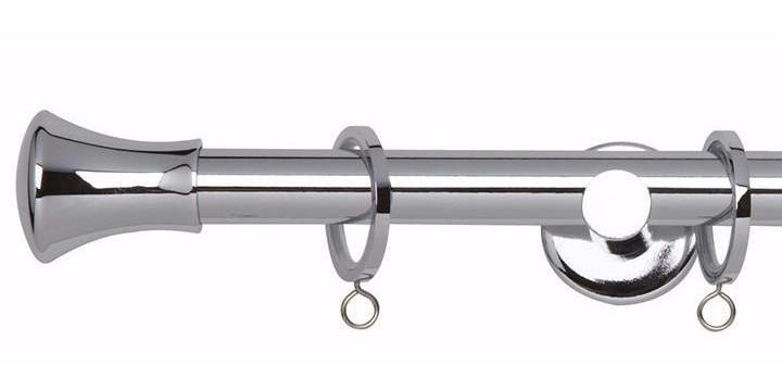 Hallis Neo Original 19mm Chrome Curtain Pole Trumpet Finial - Curtain Poles Emporium