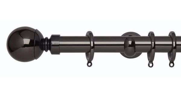 Hallis Neo Original 28mm Black Nickel Curtain Pole Ball Finial Cup Bracket - Curtain Poles Emporium