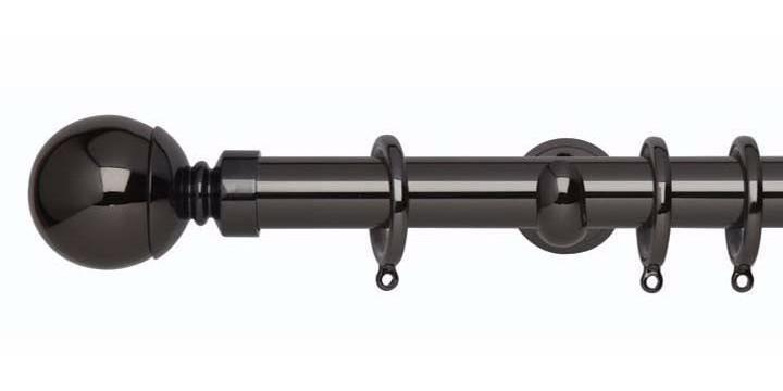 Hallis Neo Original 28mm Black Nickel Curtain Pole Ball Finial Cup Bracket - Curtain Poles Emporium