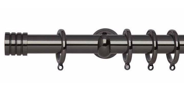 Hallis Neo Original 28mm Black Nickel Curtain Pole Stud Finial Cup Brackets - Curtain Poles Emporium