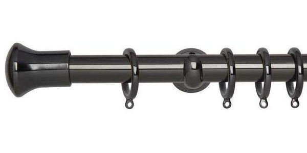 Hallis Neo Original 28mm Black Nickel Curtain Pole Trumpet Finial Cup Bracket - Curtain Poles Emporium