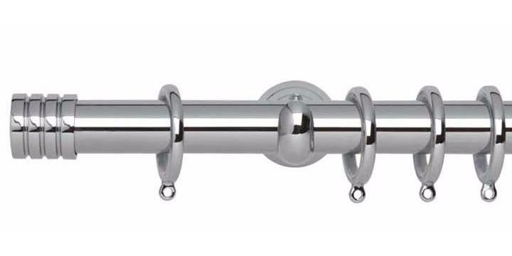 Hallis Neo Original 28mm Chrome Curtain Pole Stud Finial Cup Bracket - Curtain Poles Emporium