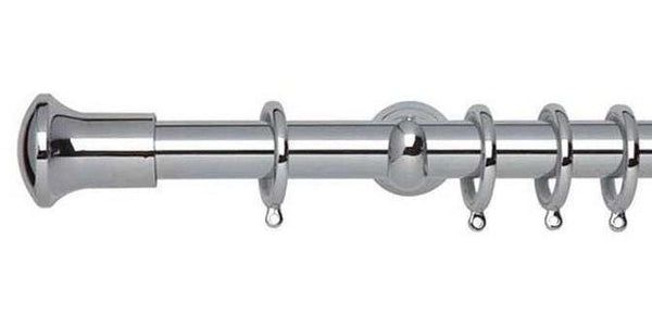 Hallis Neo Original 28mm Chrome Curtain Pole Trumpet Finial Cup Bracket - Curtain Poles Emporium