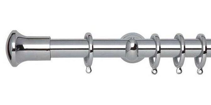 Hallis Neo Original 28mm Chrome Curtain Pole Trumpet Finial Cup Bracket - Curtain Poles Emporium