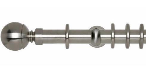 Hallis Neo Original 28mm Stainless Steel Effect Curtain Pole Ball Finial Cup Bracket - Curtain Poles Emporium