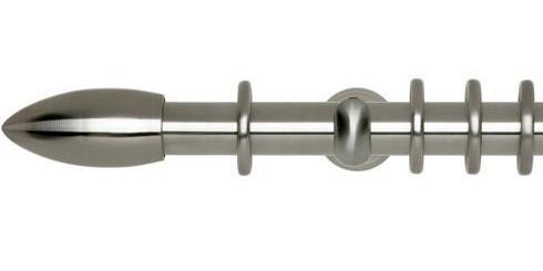 Hallis Neo Original 28mm Stainless Steel Effect Curtain Pole Bullet Finial Cup Bracket - Curtain Poles Emporium