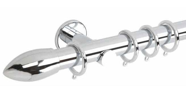 Hallis Neo Original 35mm Chrome Curtain Pole Bullet Finial Cylinder - Curtain Poles Emporium