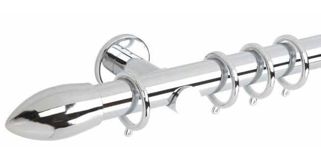 Hallis Neo Original 35mm Chrome Curtain Pole Bullet Finial Cylinder - Curtain Poles Emporium